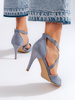 Chic Blue Suede High-Heel Sandals by Sergio Leone