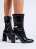 High Heel Ankle Boots in Glossy Faux Leather