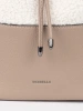 Beżowa torebka damska z futerkiem typu baranek