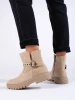 Eco-Friendly Suede Ankle Boots in Beige