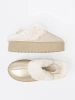 Golden snow boots style shoes with white fur