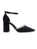 Black Suede Block Heel Pumps