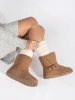 Beige Snow Boots with Decorative Buckle and Zipper