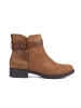 Brown Suede Ankle Boots with Decorative Strap