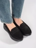 Black Suede Thick Sole Loafers