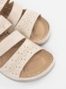 Light beige low wedge mules