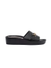Women's black slides with chain