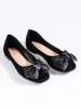Suede Ballet Flats with Bow in Black