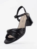 Black elegant low block heel sandals