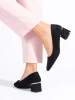 Vinceza Black Low Block Heel Shoes