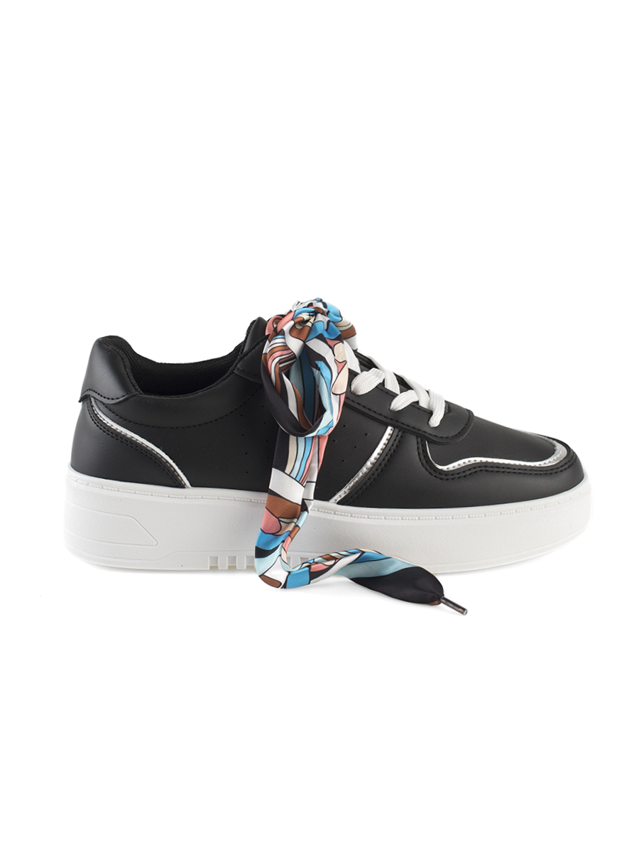 Black Ribbon Lace Sneakers