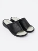 Women's black slides with a leather insole