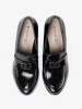 Patent leather loafers with silver decoration