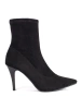 Black Suede Stretchy Heeled Booties