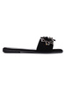Black Slide Sandals with Embellishment