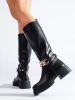 Eco Leather Boots with Chain Detail