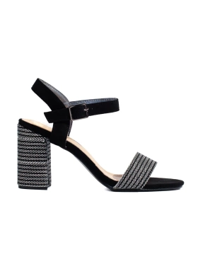 Chic Black Sandals with Decorative Heel