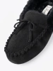 Soft, Black Moccasin Slippers with Bow