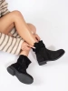 Black Suede Cowboy Ankle Boots