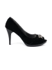 Open toe black pumps