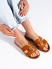 Brown Flat Sandals with Gold Accent