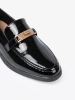 Elegant Patent Loafers with Gold Ornament