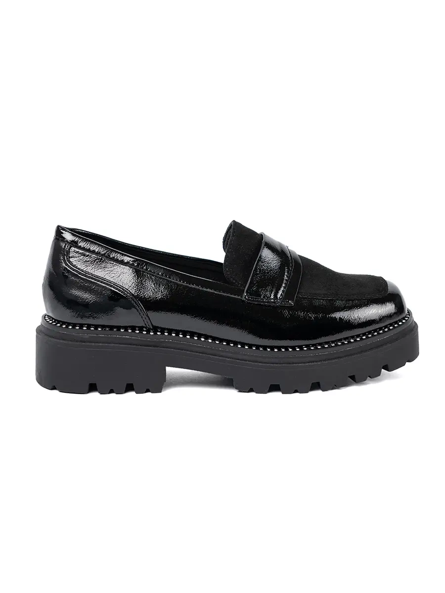 Patent Leather Loafers with Studs