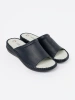 Women's navy blue slides with leather insole