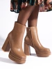 Dark Beige High Heel Ankle Boots