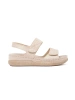 Beige women's sandals with velcro straps