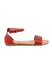 Red flat sandals with covered heel