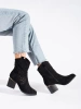 Black Lattice Cowboy Ankle Boots with Block Heel