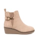 Beige Women's Ankle Boots on Comfortable, Low Wedge