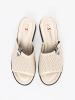 Women's beige platform slides