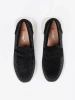 Black loafers with thick soles