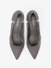 Grey Suede Pumps with Transparent Inserts