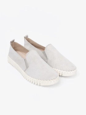 Light grey slip-on sneakers with elastic inserts