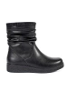 Black Leather Ankle Boots with Low Wedge and Ruched Shaft by Sergio Leone