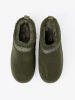 Dark green, soft shoes similar to snow boots without a heel
