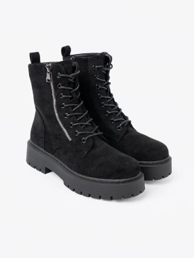 Women's black ankle boots with suede finish