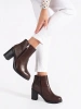 Chic Brown Heeled Ankle Boots with Zipper