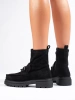 Smooth Black Platform Ankle Boots