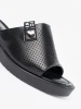 Black platform openwork slides