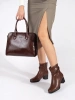 Brown Leather Ankle Boots with Ruched Upper - Sergio Leone