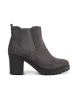 Grey suede ankle boots with block heel