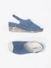 Blue Suede Wedge Sandals