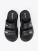 Women's black platform slides
