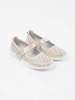 Light beige leather sporty ballet flats