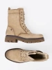 Suede Beige Worker Boots with Solid Tread