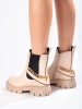 Beige Ankle Boots with Chain Detail